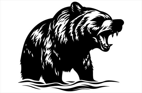 Download Angry Bear Mascot Aggressive Silhouette - Bear mascot Collection