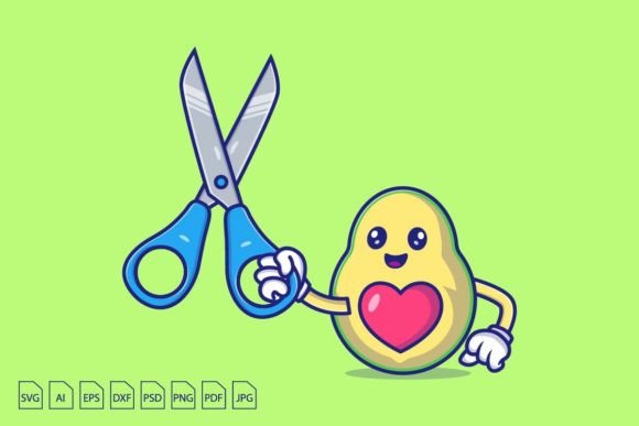 Download Avocado Holding Scissors Character - Premium Resources